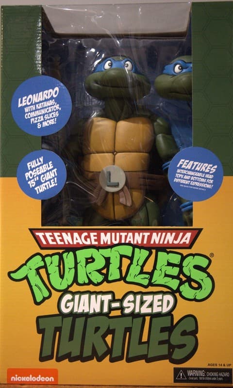 NECA TMNT Leonardo Giant Sized 1/4 Scale 15" Action Figure Cartoon 1987 New Seal