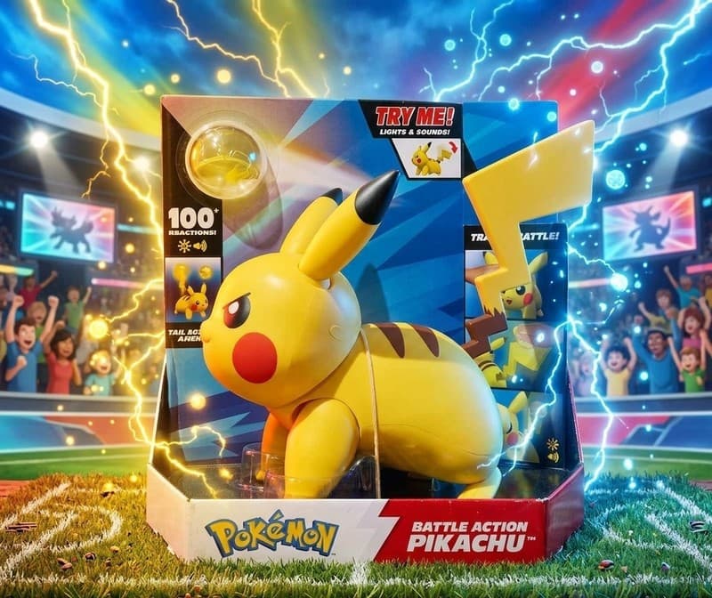 Pokémon Battle Action Pikachu Interactive 12" Figure Lights Sounds Jazwares