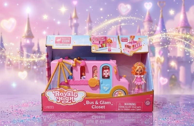 Royale High Bus Glam Closet Playset Doll Virtual Game Code Jazwares Roblox New