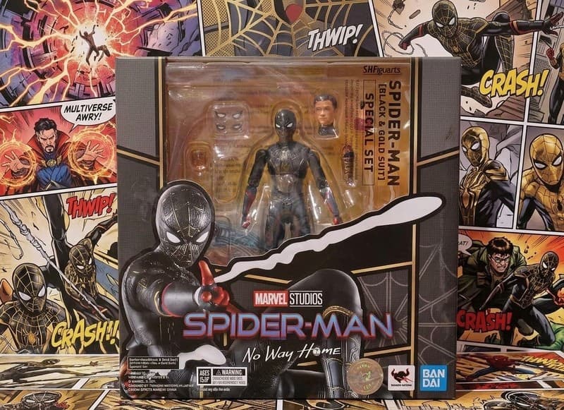 SH Figuarts Spider-Man Black and Gold Suit Special Set No Way Home New Sealed