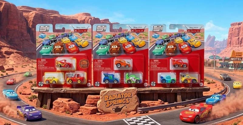 Disney Pixar Cars Mini Racers 3 Pack Lot Race Rescue Lightning McQueen Mattel